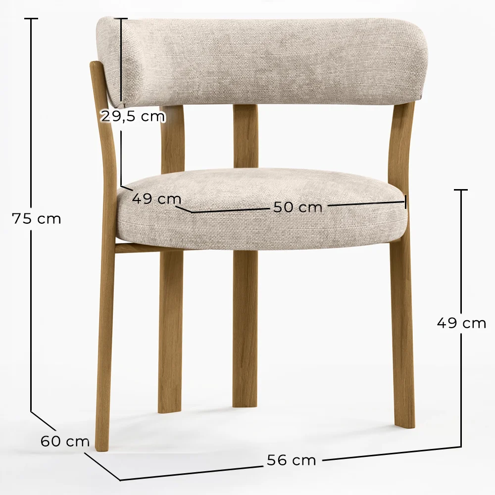 Woonkamer fauteuil met armleuningen bekleed met Chenille – Eikenhouten-effect poten – Ergonomisch en modern ontwerp – Okare image 10
