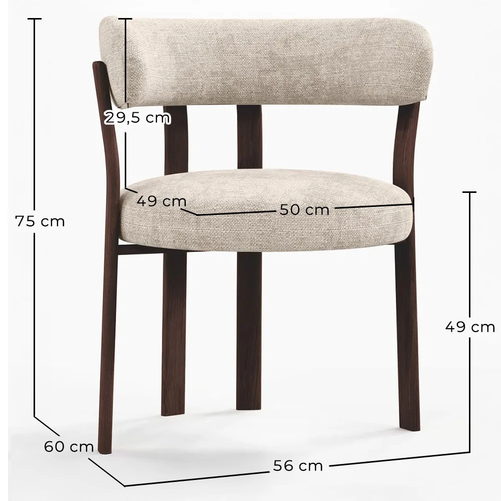 Woonkamer fauteuil met armleuningen bekleed met Chenille – Donker hout-effect poten – Ergonomisch en modern ontwerp – Okare image 10