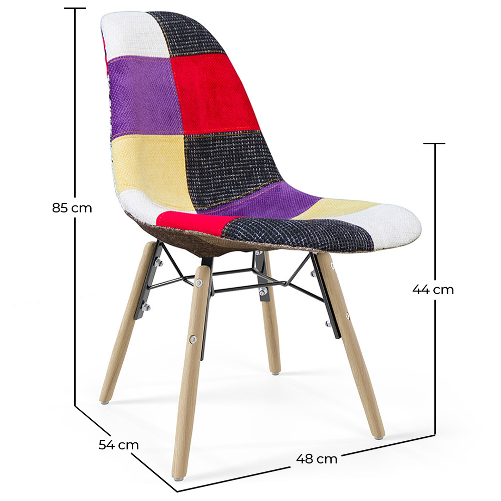 Eetkamerstoel - Patchwork Bekleding - Scandinavisch Design en Houten Poten - Skögur image 10