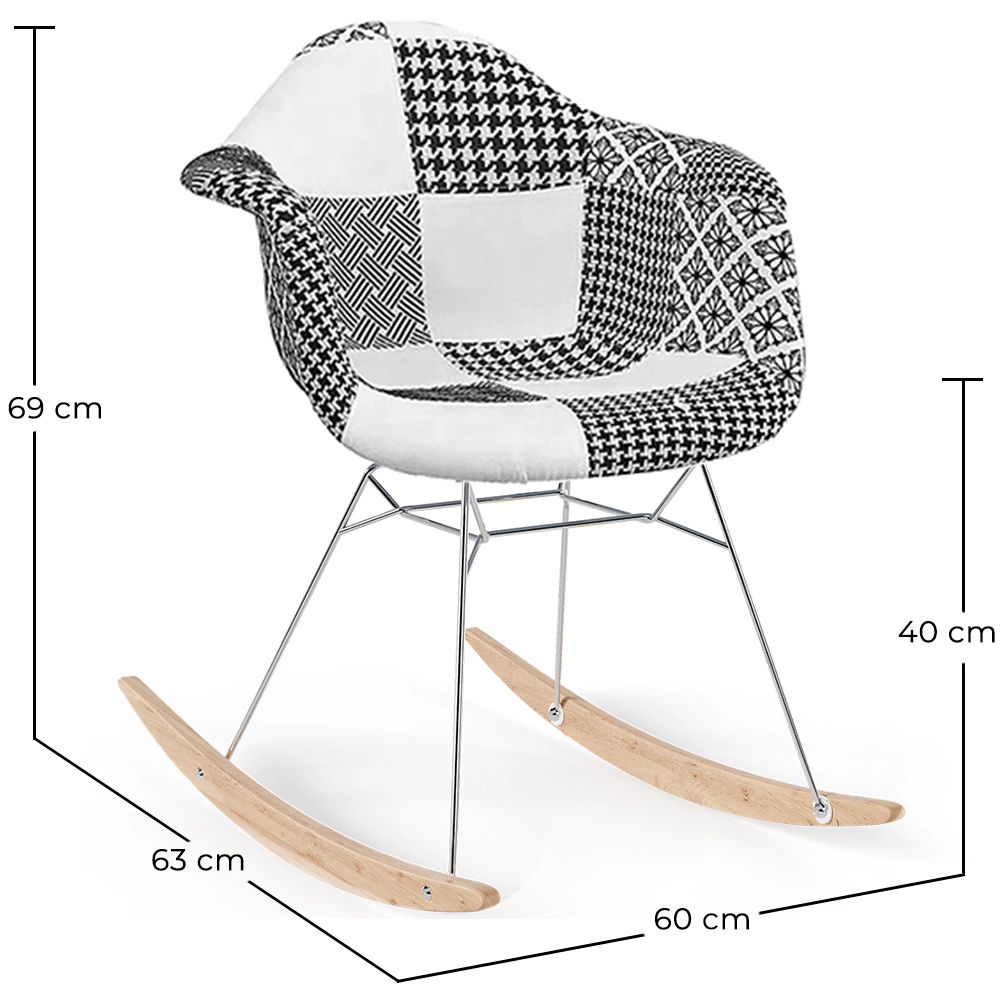 Schommelstoel Nordic-style Patchwork– Bekleed met Stof – Patchwork Sam  image 10