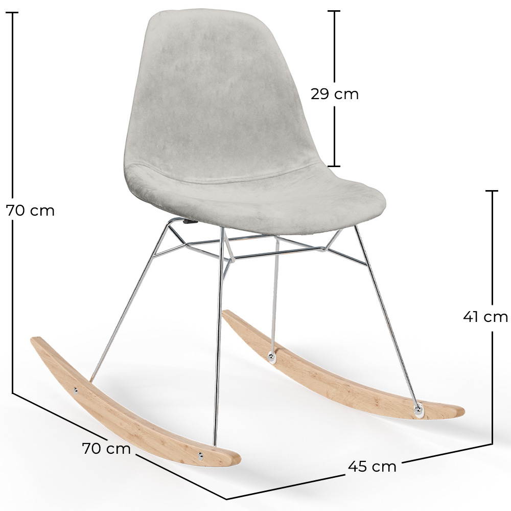 Schommelstoel Modern Stof Bekleed voor Volwassenen - Stalen en Houten Poten - Skögur image 10