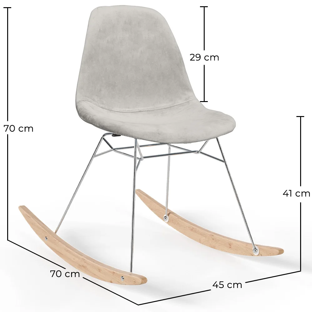 Schommelstoel Modern Stof Bekleed voor Volwassenen - Stalen en Houten Poten - Skögur image 10