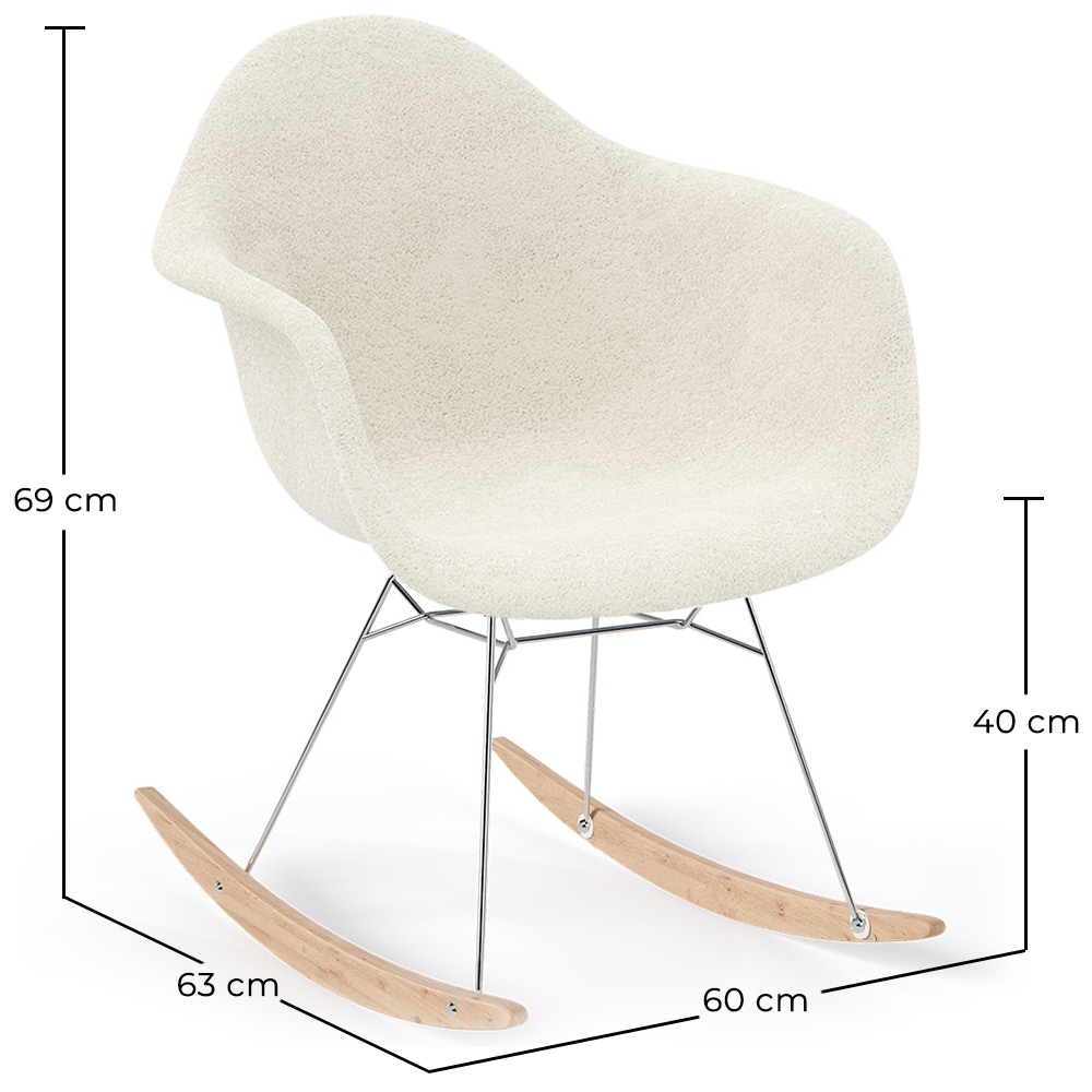 Schommelstoel Bouclé met Armleuningen – Scandinavisch Ontwerp met Staal en Hout - Nordika image 10