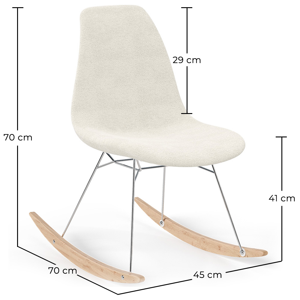 Schommelstoel Minimalistisch Bouclé – Nordic Stijl met Houten en Stalen Onderstel - Skögur image 10
