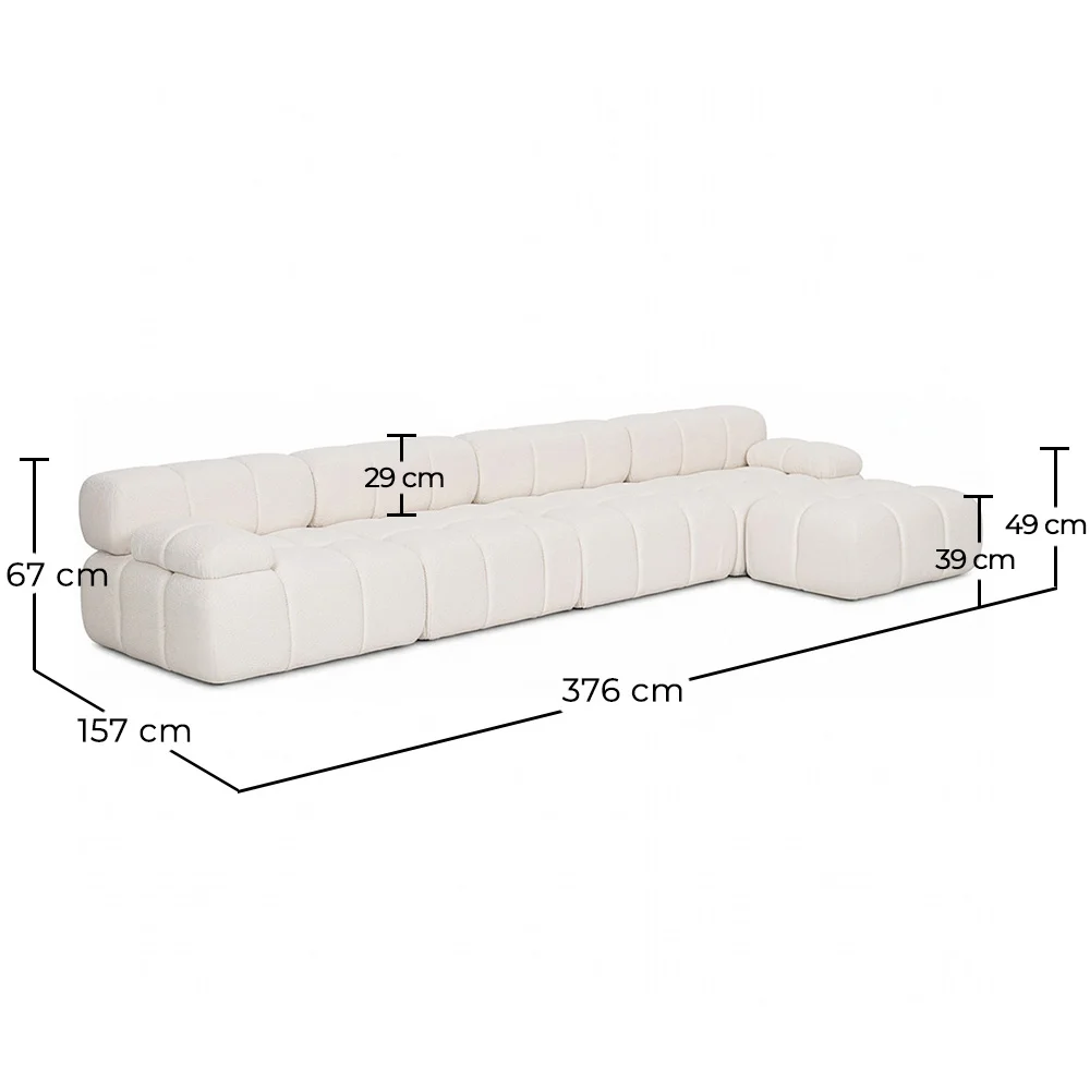 Modulaire Bank Chaise Longue Bekleed met Bouclé Stof - 4/5 zitplaatsen - Bianca image 10