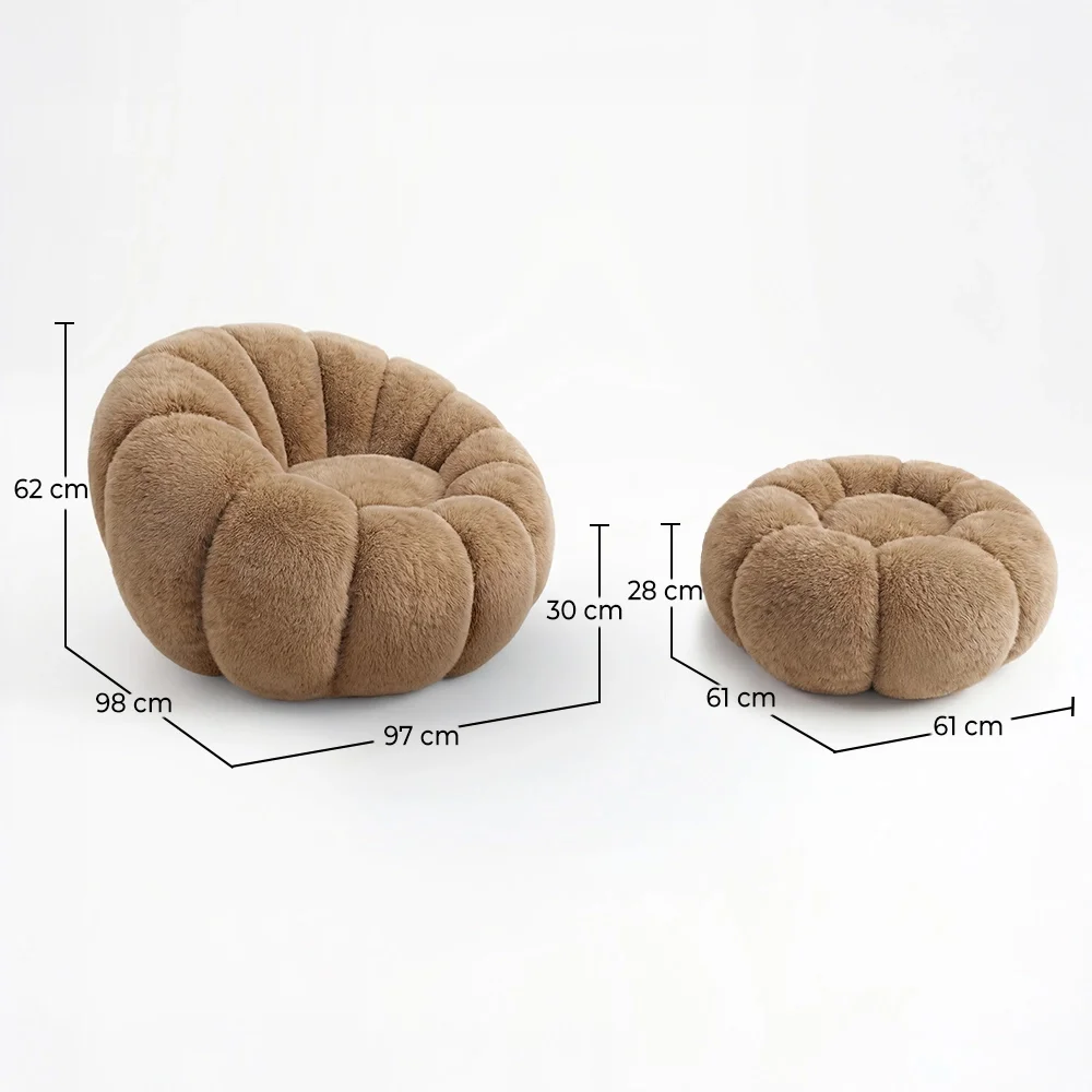Fauteuil met Poef Bekleed – Zachte Stof – Rubi image 10