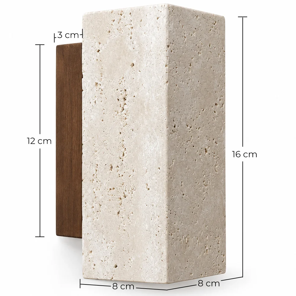 Wandlamp – Wandkandelaar van hout & travertin – Violette image 10
