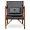 Houten fauteuil met armleuningen - Bekleed met leer - Annua image 7