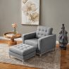 Design fauteuil met voetenbankje - Cashmere bekleed - Konel image 7