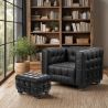 Fauteuil met voetenbankje - Gestoffeerd in leer - Nubus image 7