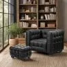 Fauteuil met voetenbankje - Gestoffeerd in leer - Nubus image 7