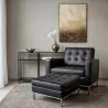 Design Fauteuil met Voetenbankje - Gestoffeerd in Kunstleer - Konel image 7