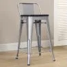 Barkruk met rugleuning - Hout & Staal - 60 cm - Stylix image 7