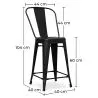Barkruk met rugleuning - Industrieel ontwerp - 60cm - Stylix image 7
