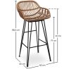 Rotan barkruk met armleuningen - Boho Bali Stijl - 75cm - Velen image 7