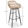 Rotan barkruk met armleuningen - Boho Bali Stijl - 75cm - Velen image 7