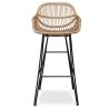 Rotan barkruk met armleuningen - Boho Bali Stijl - 75cm - Velen image 7