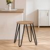 Barkruk rond - Industrieel Ontwerp - Hout & Staal - 44cm - Hairpin image 7