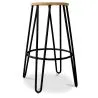 Ronde Kruk - Industrieel Ontwerp - Hout & Metaal - 66cm - Hairpin image 7