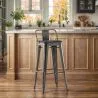 Barkruk met Rugleuning - Industrieel Ontwerp - Hout & Staal - 76cm - Stylix image 7