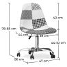 Bureaustoel met wieltjes - Bureaustoel bekleed met patchwork - zwart-wit - Denisse image 7