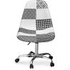 Bureaustoel met wieltjes - Bureaustoel bekleed met patchwork - zwart-wit - Denisse image 7