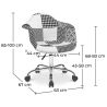 Bureaustoel met armleuningen - Bureaustoel met wielen - Gestoffeerd in patchwork - Zwart en wit - Weston image 7