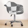 Bureaustoel met armleuningen - Bureaustoel met wielen - Gestoffeerd in patchwork - Zwart en wit - Weston image 7