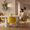 Eetkamerstoel - Fluweel bekleed - Scandinavische stijl - Evelyne image 7