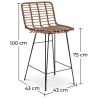 Rieten barkruk met rugleuning - Boho Bali Design - 75cm - Catori image 7