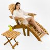 Buitenstoel met voetenbankje en tuintafel - Hout - Alana image 7