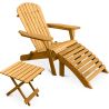 Buitenstoel met voetenbankje en tuintafel - Hout - Alana image 7