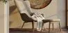 Fauteuil met voetenbankje - Gestoffeerd in linnen - Huda image 7