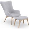 Fauteuil met voetenbankje - Gestoffeerd in linnen - Huda image 7