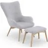Fauteuil met voetenbankje - Gestoffeerd in linnen - Huda image 7