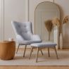 Fauteuil met voetenbankje - Gestoffeerd in linnen - Huda image 7