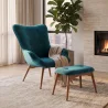 Fauteuil met Voetsteun - Bekleed in Fluweel - Scandinavische Stijl - Huda image 7