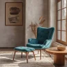 Fauteuil met Voetsteun - Bekleed in Fluweel - Scandinavische Stijl - Huda image 7