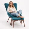 Fauteuil met Voetsteun - Bekleed in Fluweel - Scandinavische Stijl - Huda image 7