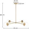 Gouden Plafondlamp - Design Hanglamp - 4 armen - Luba image 7