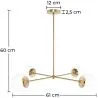 Gouden Plafondlamp - Design Hanglamp - 4 armen - Luba image 7