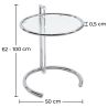 Ronde verstelbare bijzettafel - glas & staal - Lake image 7