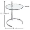 Ronde verstelbare bijzettafel - glas & staal - Lake image 7