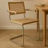Eetkamerstoel met armleuningen - Vintage design - Hout en rotan - Bruna image 7