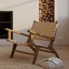 Loungestoel met Armleuningen - Boho Bali Design Armchair - Hout en Lederen - Recia image 7