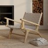 Loungestoel met Armleuningen - Boho Bali Design Armchair - Hout en Linnen - Recia image 7