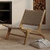 Loungestoel - Boho Bali Design Armchair - Hout en Lederen - Recia image 7