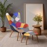 Fauteuil met poef - Bekleed in patchwork - Kontur image 7