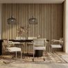 Silla de Comedor con Reposabrazos - Tapizado en Tela Bouclé - Madera y Ratán - Birey image 7