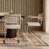 Silla de Comedor con Reposabrazos - Tapizado en Tela Bouclé - Madera y Ratán - Birey image 7